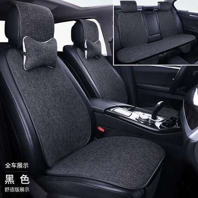 Seat cushion, seat cover: full seat cover - black-full-car-five-seat-seven-piece-set-standard-version-cotton-and-linen