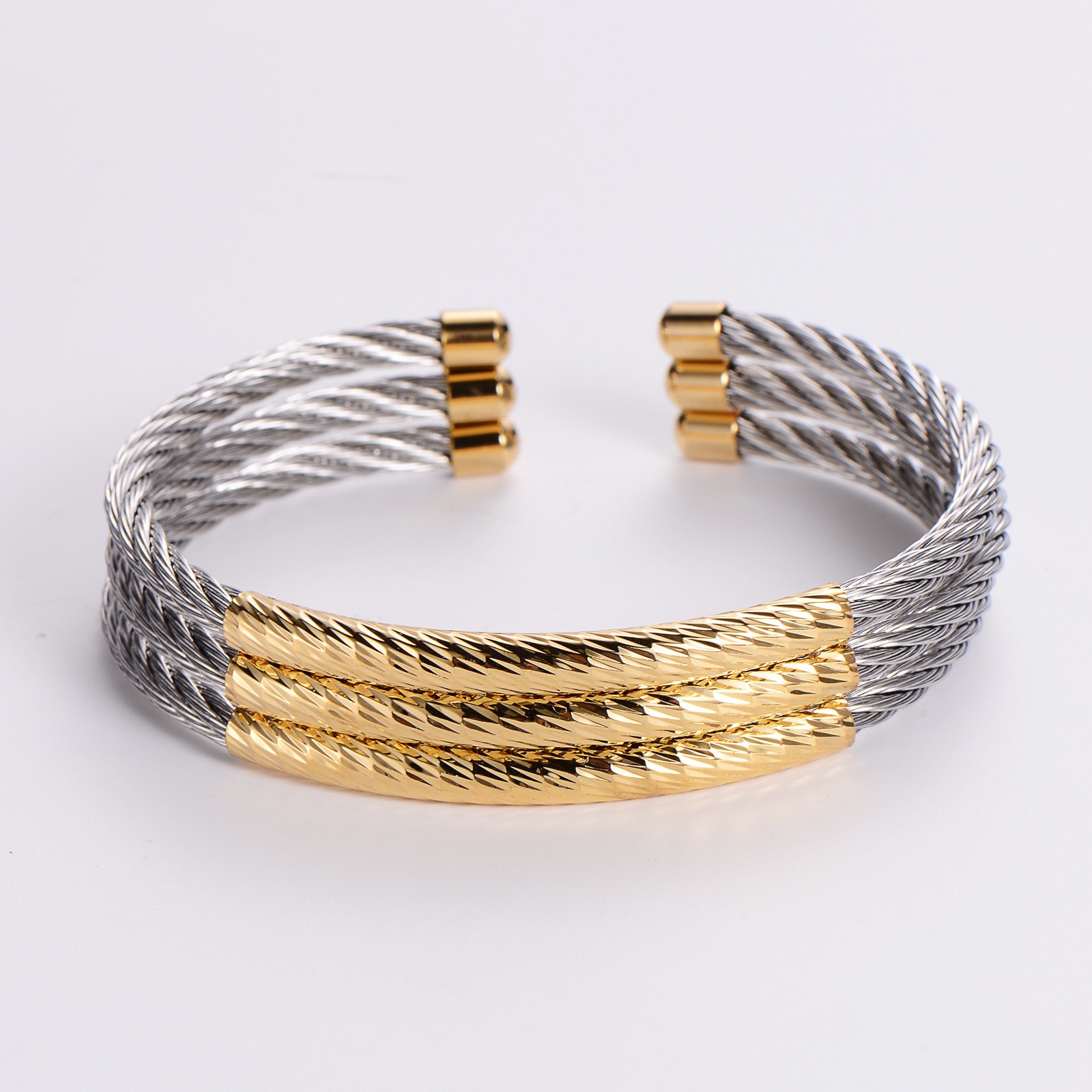 1 Piece Quantity Hip-Hop Retro Color Block Titanium Steel Bangle In Bulk