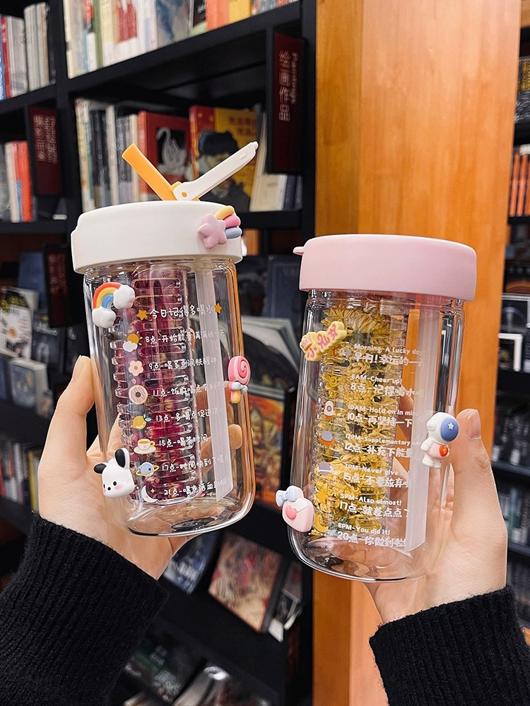 夏天水杯女生辦公室2022新款茶水分離學生玻璃杯高顏值杯子男泡茶