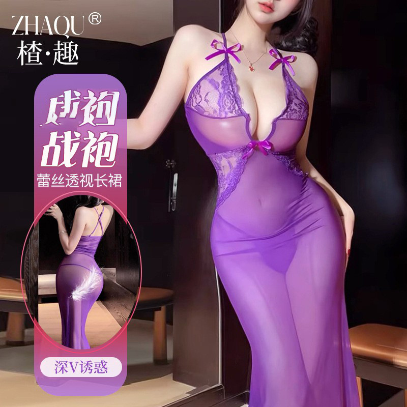 Sexy long dress, erotic lingerie, see-through lace dress, nightclub OL professional uniform, tight-fitting nightclub gown, available for wholesale Sexy long dress, erotic lingerie, see-through lace dress, nightclub OL professional uniform, tight-fitting nightclub gown, available for wholesale