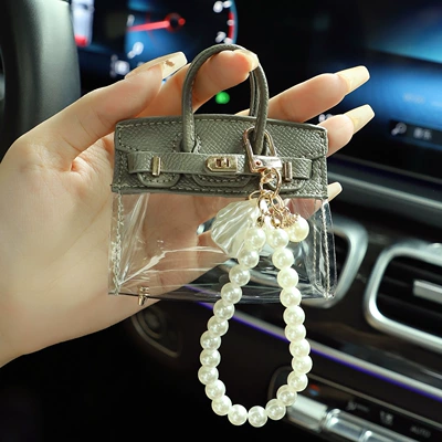 Model Exquisite Universal Car Key | Car key bag - elephant-gray-pearl-chain