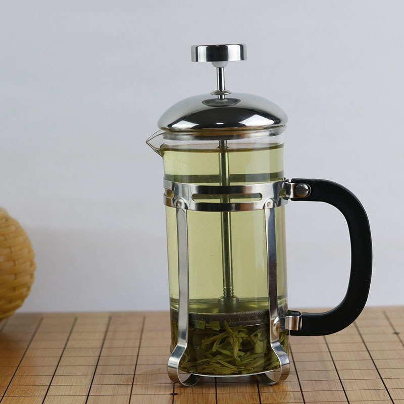 French press pot made of high borosilicate glass for brewing coffee and tea, hand-brewed coffee pot with filter
