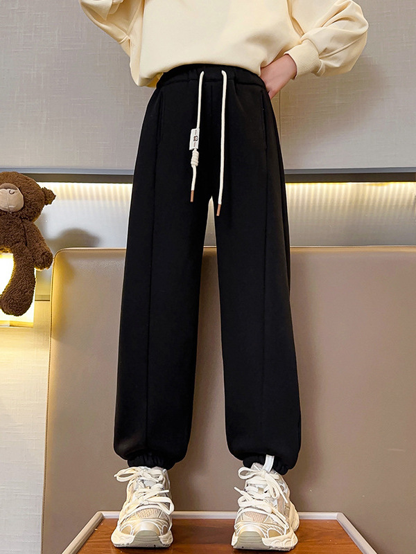 소녀 바지 2024 봄과 가을 새로운 아동복 소녀 스포츠 바지 봄 가을 버킷 봄 캐주얼 바지