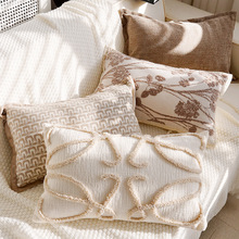 棕色抱枕美拉德沙发靠垫奶油风客厅飘窗床头靠枕法式中古风抱枕套