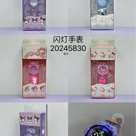 可爱卡通盒装新款三li七彩闪灯手表公仔发光指针电子表礼品