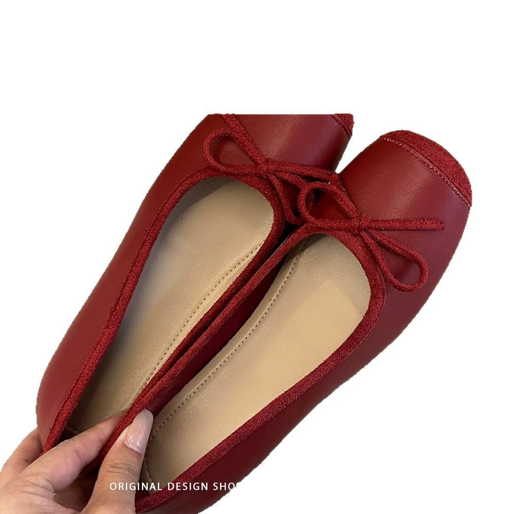 High red summer footwear with bow, shoes, for teenagers