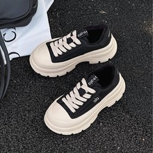 真皮小个子厚底增高加绒休闲鞋女2025冬季新款q轻便百搭松糕鞋潮