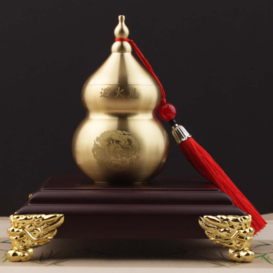 黄铜避火龙葫芦瓶厨房西北角乾位火烧天门化解男主人百福葫芦摆件