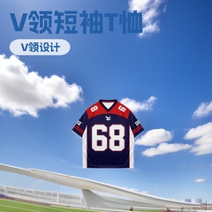 跨境temuTK夏季V领短袖透气撞色休闲百搭恤数码印花定制图案凉感