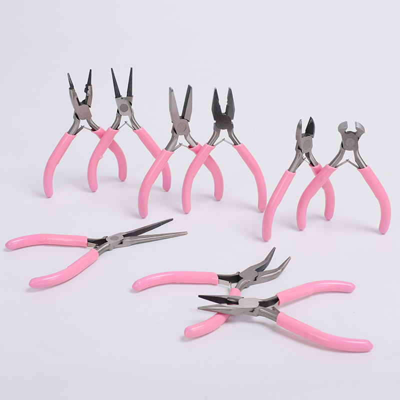 Alicates de punta de aguja de 4,5 pulgadas mini Alicates de uñas alicates de belleza multi-funcional de corte superior oblicua boca curvada pequeños alicates DIY hecho a mano