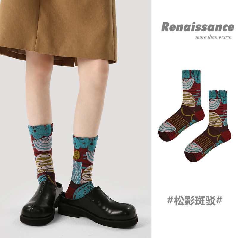 Women's Renaissance Socks Thin Ins Trendy Spring and Autumn Niche Design Retro Palace Style Stocking