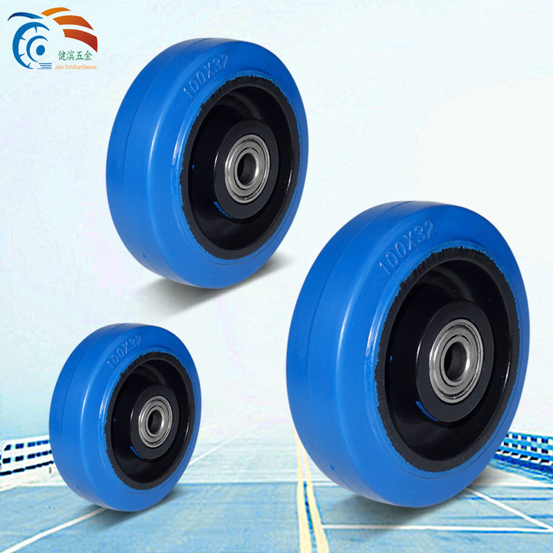 3-Inch 4inch 5inch Blue Elastic Wheel Rubber Universal Wheel Single Wheel Accessories Trolley Wheel Shelf Caster Load-Bearing