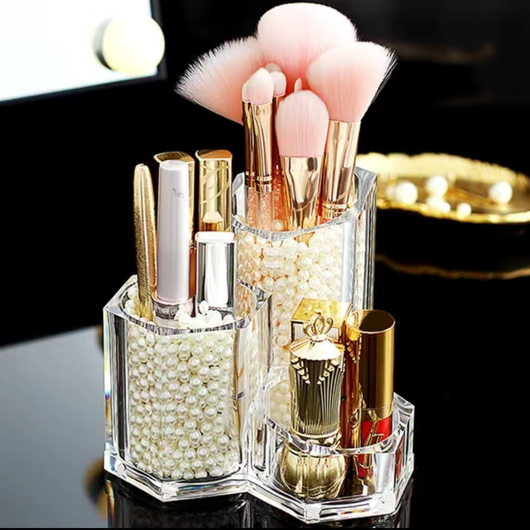 ins-style Nordic pencil holder, popular desktop organizer, pencil holder for girls, eyebrow pencil and makeup brush storage, high-quality transparent storage container