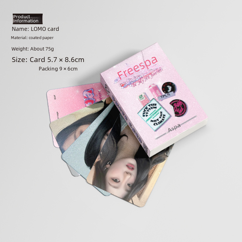 Aespa Mini Card Box of 50 Pieces 57x86mm Korean Girl Group Photo Card Laser Lomo Postcard