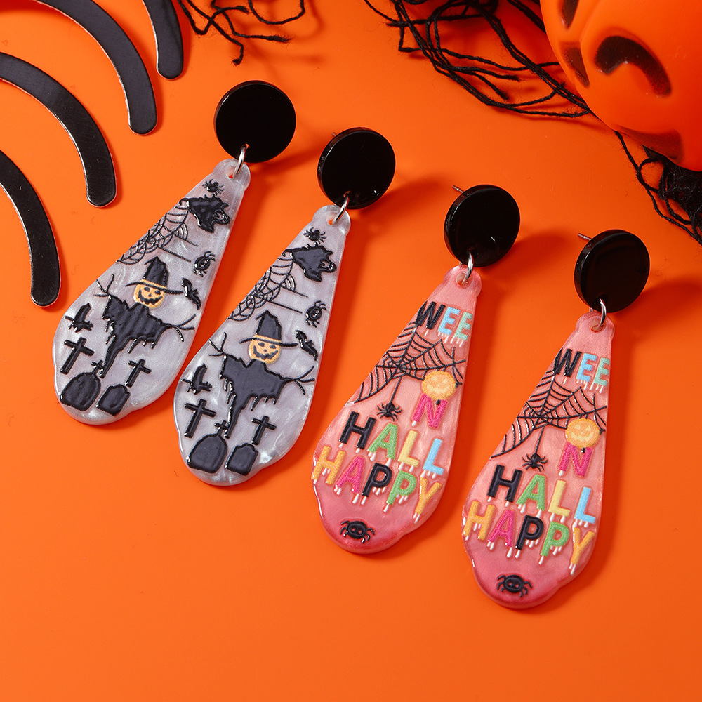 Creative ghost acrylic earrings drop-shaped with letters