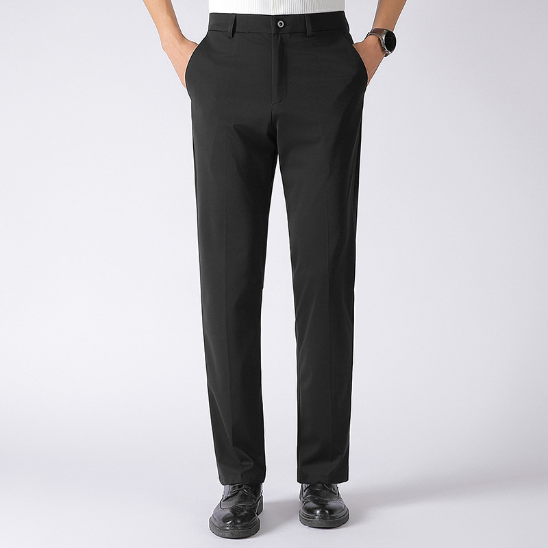 2026 Summer Thin Men's Elastic Casual Pants Straight High-Waisted Drapey High-End Middle-Aged Business Non-Iron Dress Pants for Men 2026 Summer Thin Men's Elastic Casual Pants Straight High-Waisted Drapey High-End Middle-Aged Business Non-Iron Dress Pants for Men