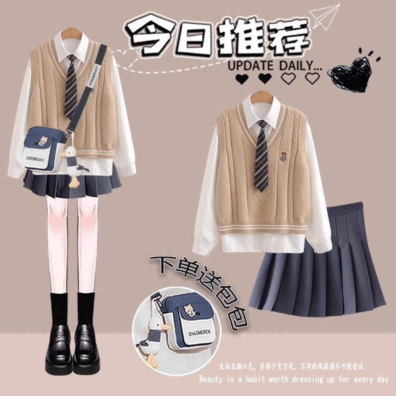 初中生秋装女2025新款学院风套装青少年女装高中学生一整套穿搭潮|undefined