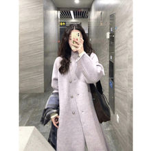 反季特惠呢子大衣女中长款2025新款温柔紫秋冬毛呢外套高级小个子