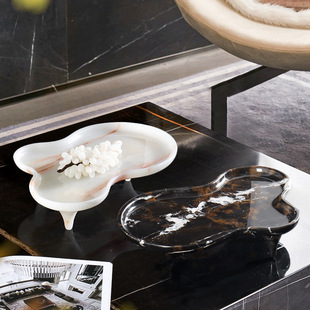 Patented European Marble Decorative Fruit Plate Table Decoration Ornaments Natural Stone Special-Shaped Design Fruit Plate