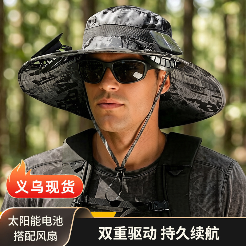 (Cross-border trading), men's air fan solar-powered charging for fishing, travel sun hat