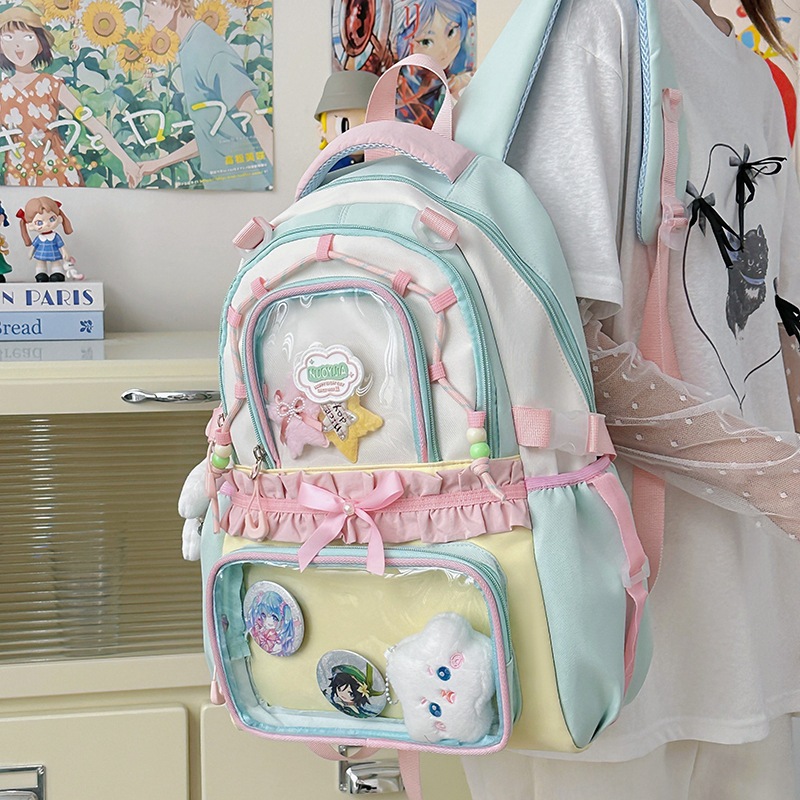 Mochila escolar para estudiantes, bolsa de dolor transparente, mochila casual simple, persecución de estrellas bidimensional, mochila de gran capacidad para estudiantes