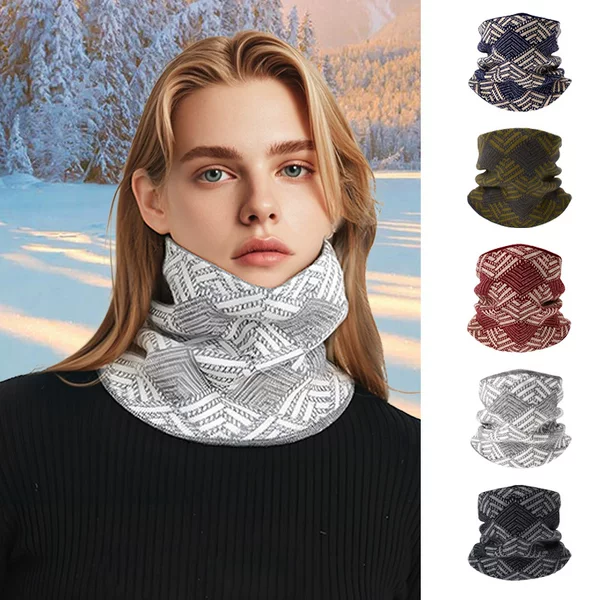 Cross-border Winter Men's and Women's Warm Neck Protection Neck Sleeve Double-layer Thickened Turtleneck Plaid Men's fleece-lined Knitted Scarf