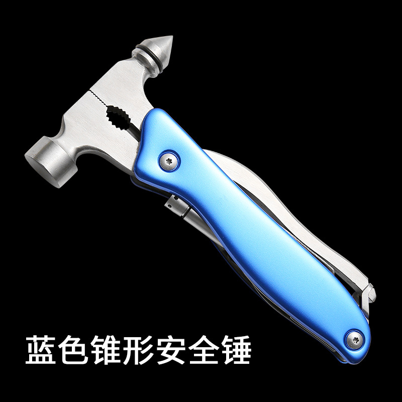 车载多功能安全锤 全金属汽车破窗逃生锤救援工具带LED灯救生锤