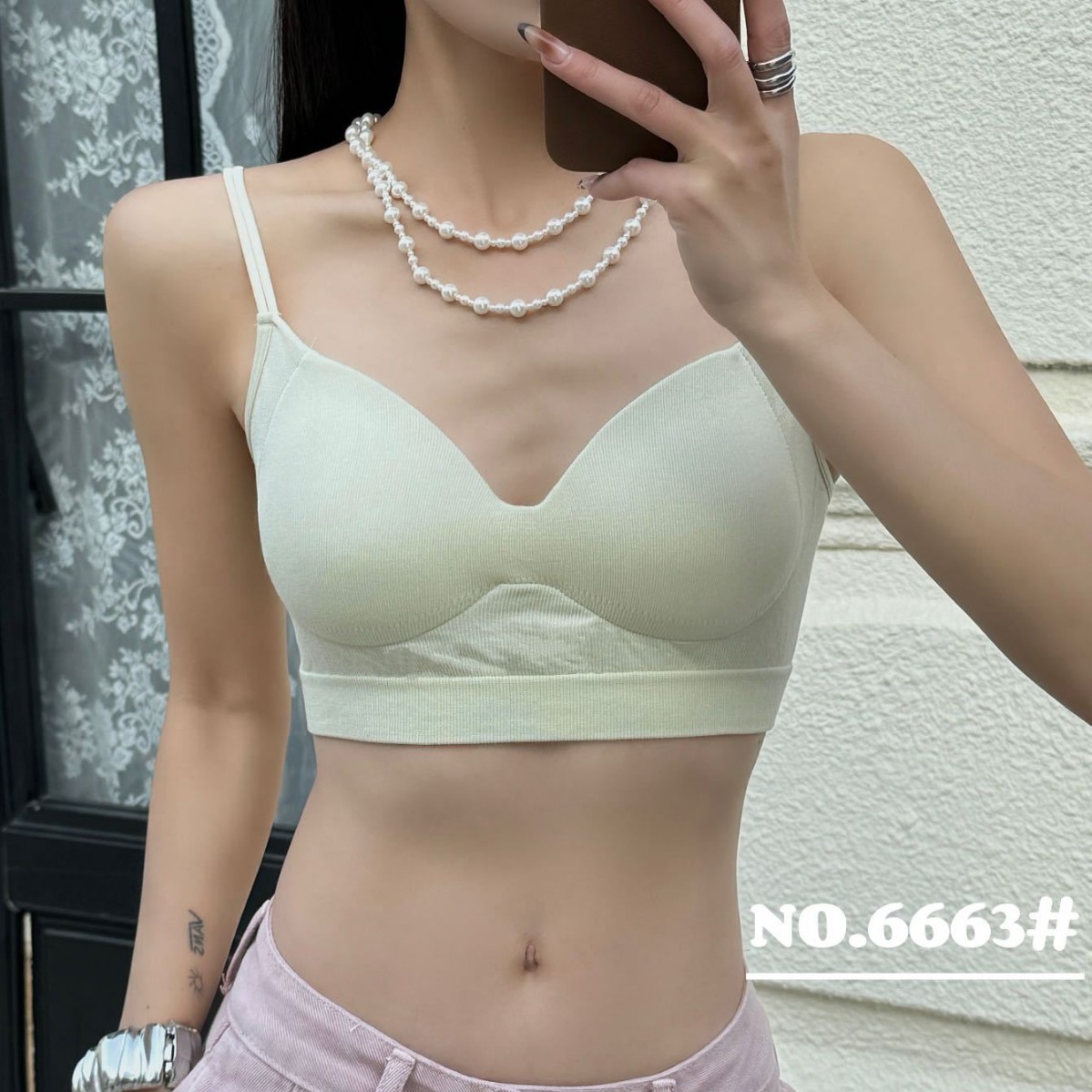 Spring and summer new beautiful back fixed cup sexy cross beautiful back lingerie thin shoulder straps without steel rings cup suspender underwear