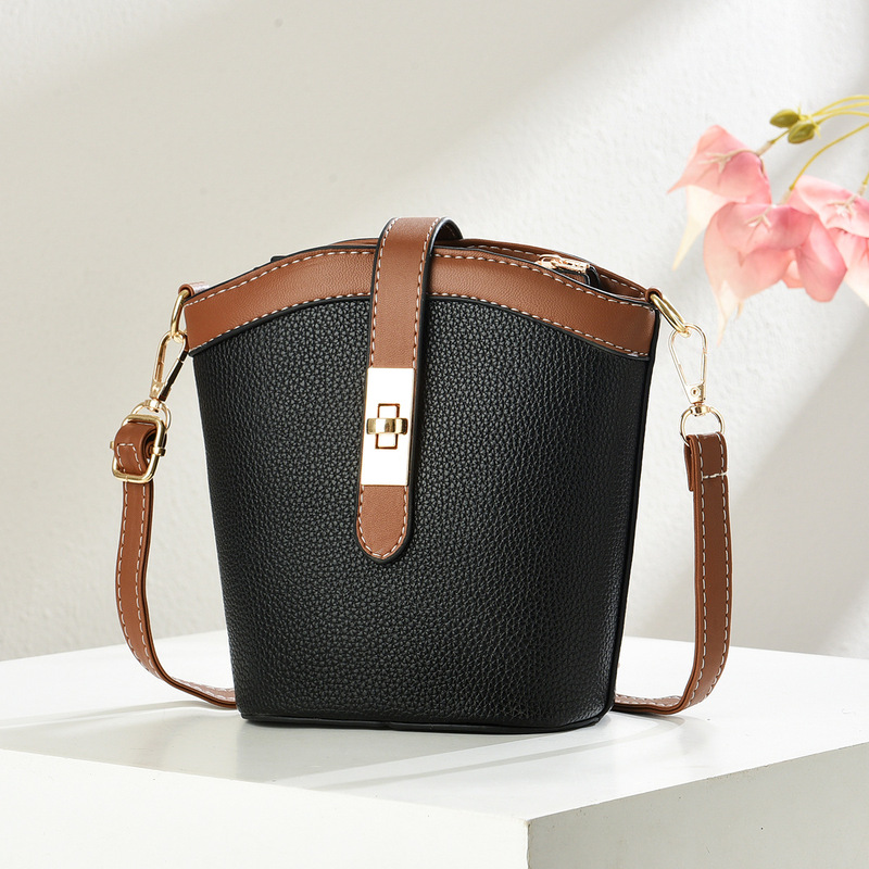 Cross-Border Soft Leather Women's Crossbody Bucket Small Bag Women's Mobile Phone Bag New Trendy Spring and Summer Vertical Shoulder Bag Gift for Women