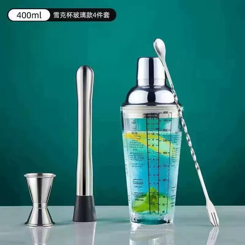 鸡尾酒调酒器玻璃调酒杯配方不锈钢量酒杯调酒勺简约风调酒器
