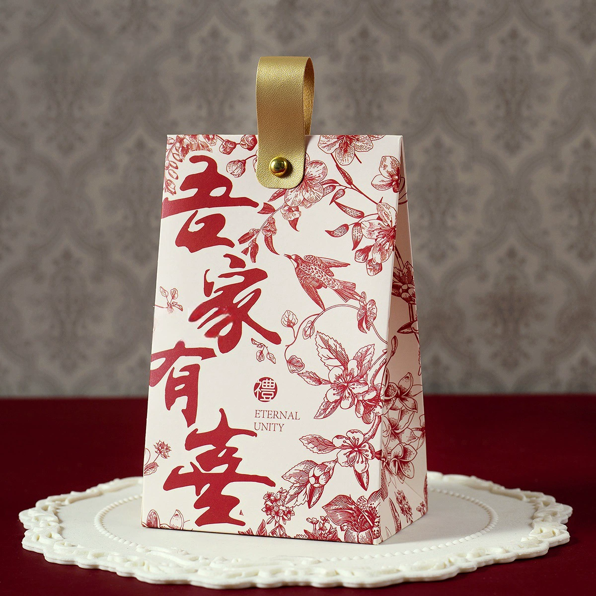 Gift box linen bag set, premium wedding candy boxes, multiple designs, sizes small–medium–big