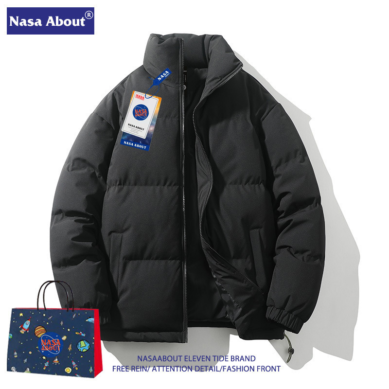 NASA大牌联名羽绒服男女款潮牌冬季加厚保暖宽松立领情侣棉服外套