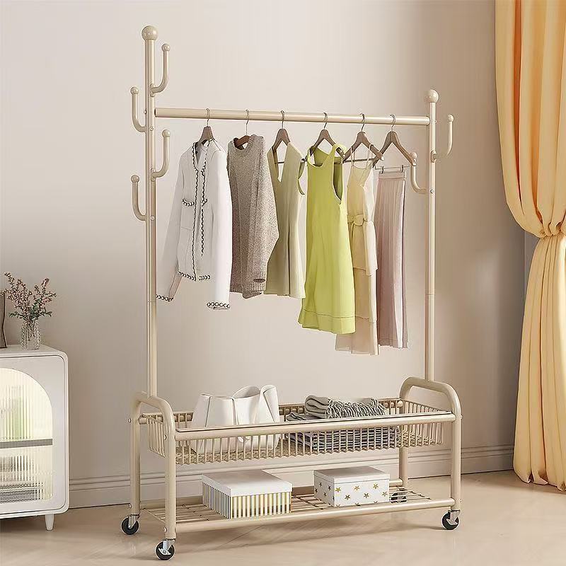 Free Shipping Floor-Standing Vertical Clothes Hanger Storage Rack Bedroom Clothes Hanger Removable Balcony Clothes Drying Rack Simple Coat Rack