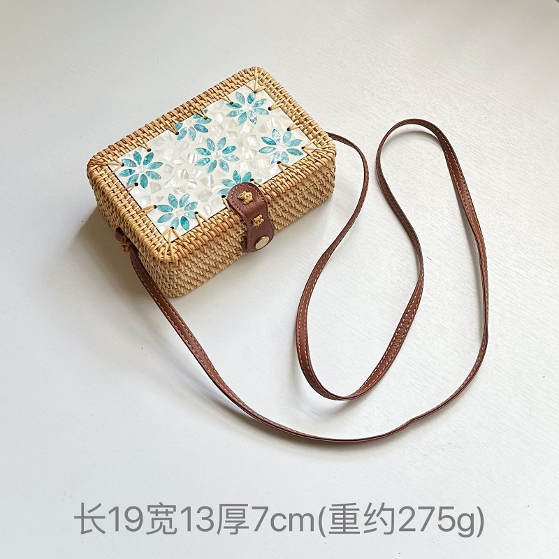 작은 사각형 가방-푸른 조개 19*13*7cm