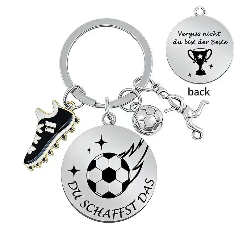 Cross-Border Best-Selling German Stainless Steel Keychain Du Schaffst Das Keychain Motivational Pendant for Football Enthusiasts Cross-Border Best-Selling German Stainless Steel Keychain Du Schaffst Das Keychain Motivational Pendant for Football Enthusiasts