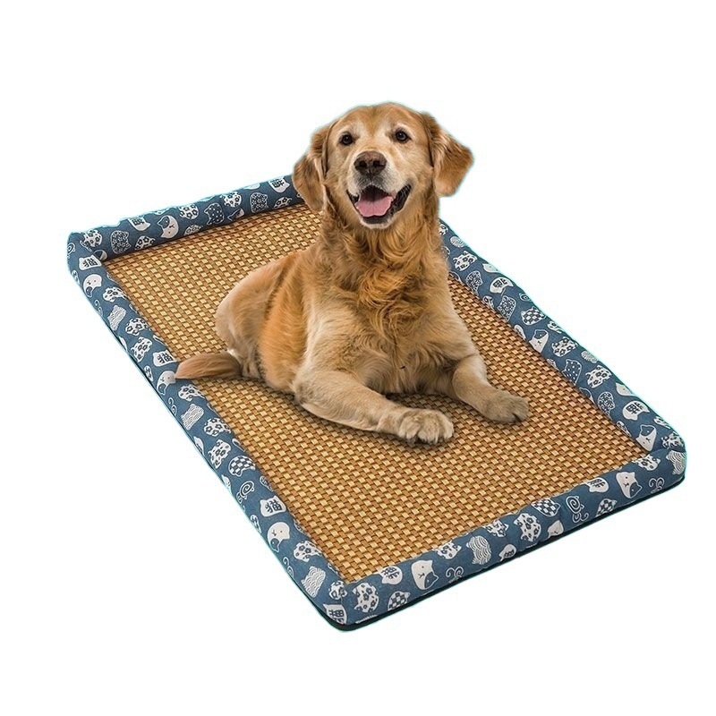 犬猫用夏用マット、通気性、洗える、四辺に枕付きわらマット、毛が付着しない、マット、|undefined