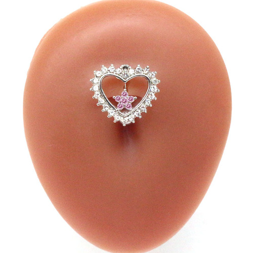 Gaibei European and American cross-border heart-shaped navel ring, navel nail, inverted flower navel ring, body piercing jewelry