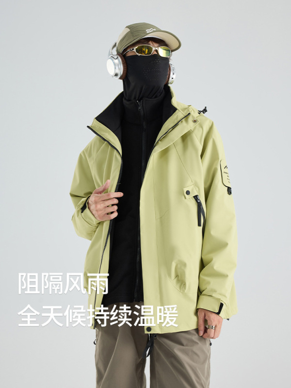 マウンテントレンドジャケット、防風防水スリーインワンダウン登山ジャケット、ベルベットサーマルジャケット、カスタムプリントロゴ|undefined