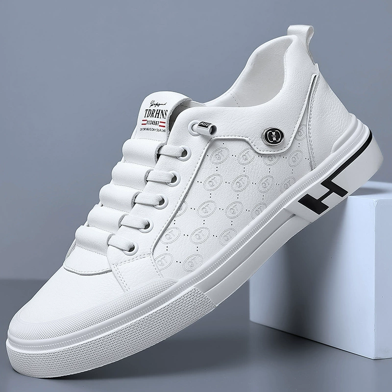 Весна и лето 2023 Мужская кожаная обувь с невидимым увеличением роста Мужская обувь с невидимым увеличением роста на 5 см Белая обувь Повседневная кожаная обувь Обувь для скейтбординга