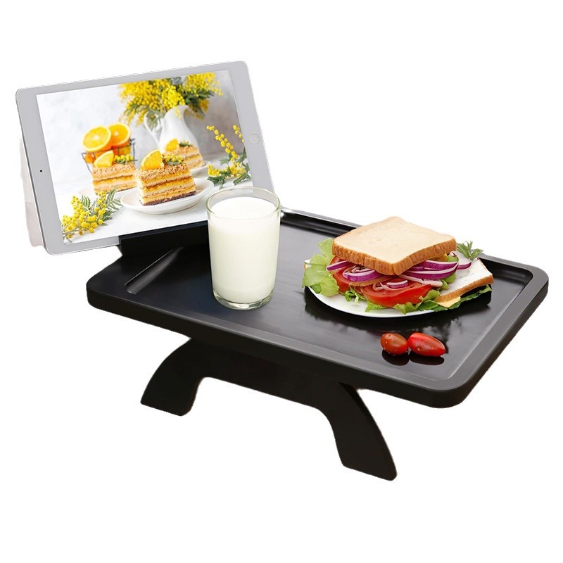 Sofá de madera bandeja de clip hogar sofá multifuncional mesa de brazo con soporte de teléfono móvil mesa de madera portátil de escritorio