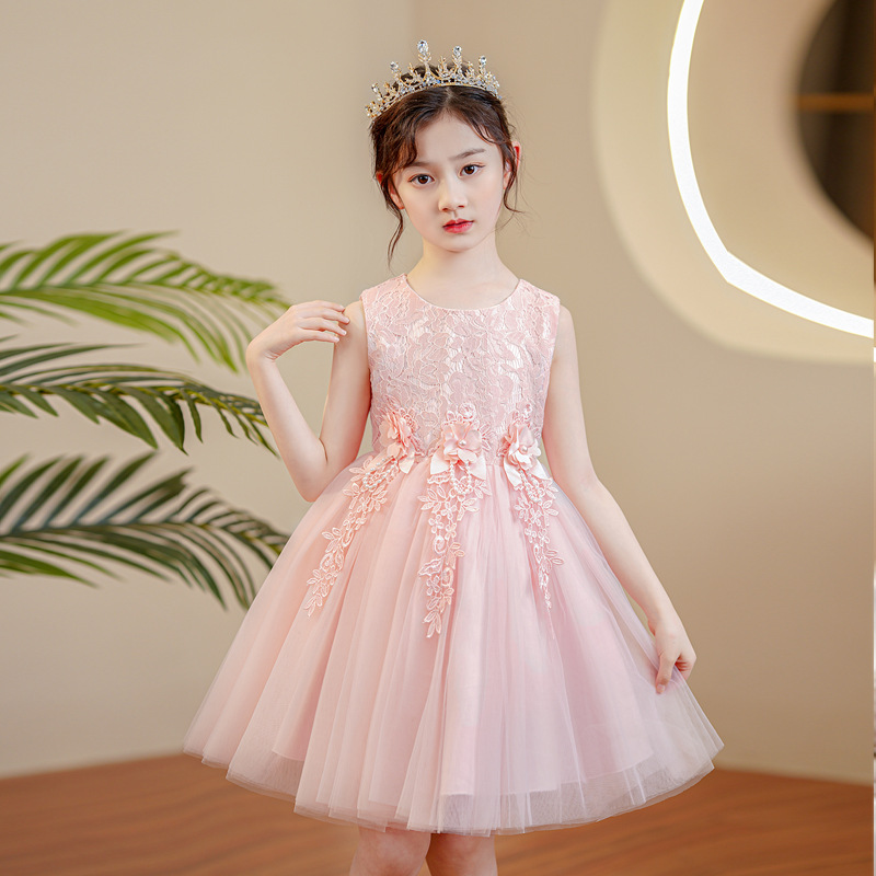 Girl's Princess Dress Summer Western-style Children's Birthday Dress White Veil Dress Flower Girl's Wedding Dress