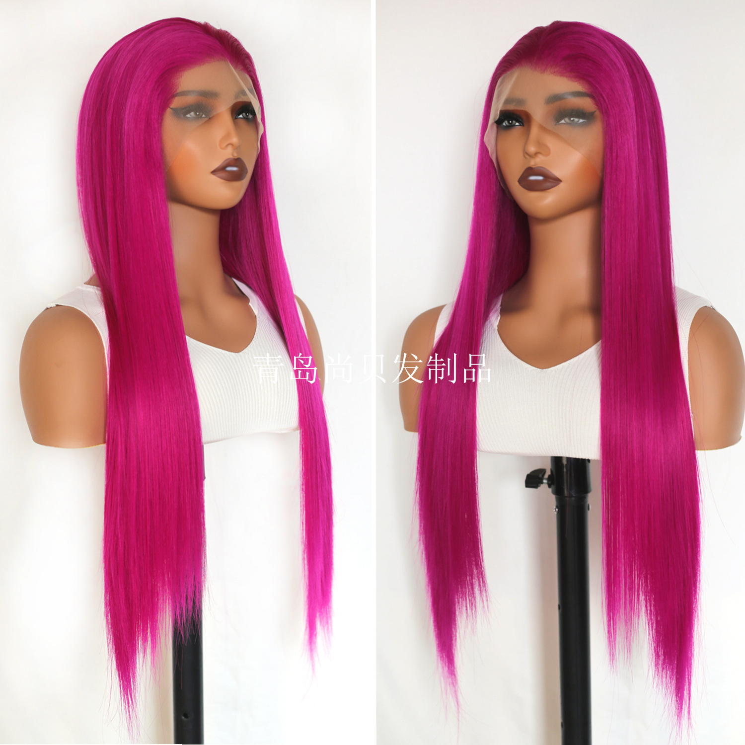 Rose red synthetic lace front