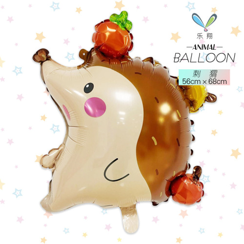 Cross-border new cartoon frog pig head cat tilapia hedgehog animal aluminum foil balloons for children's party decoration