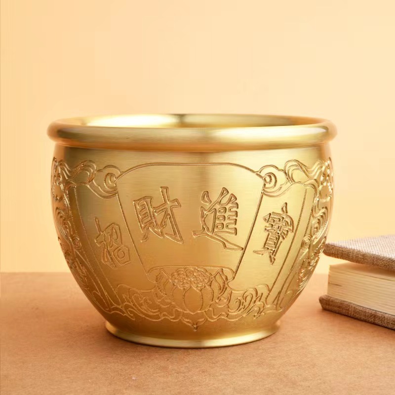 Lotus Lucky Входит в резервуар с сокровищами диаметром (резной) (диаметр 9,2 см)
