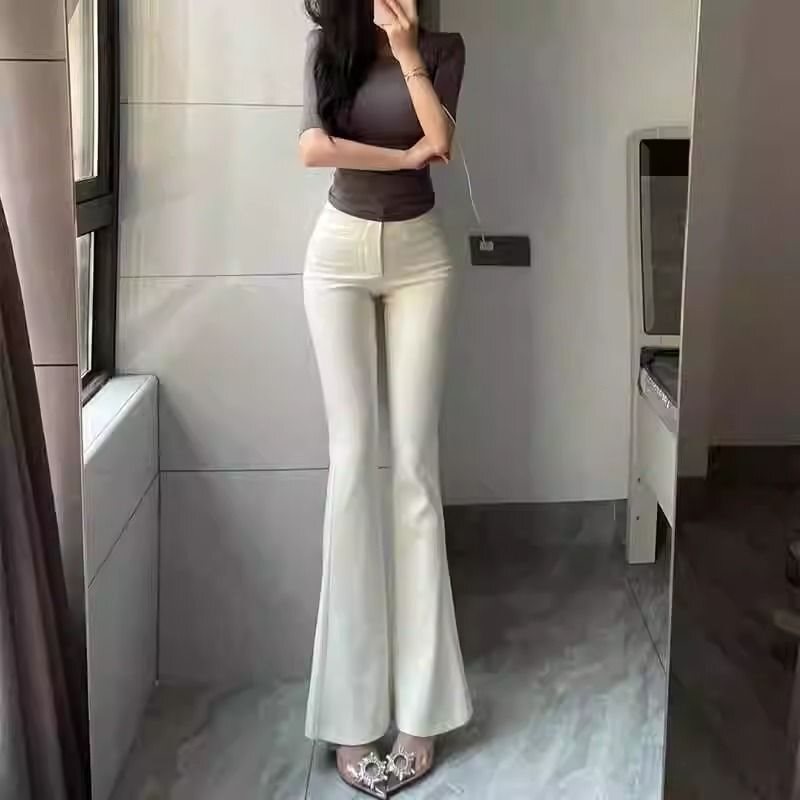西装裤女2025春夏垂感纯欲提臀白色微喇叭裤高腰垂感显瘦休闲长裤|undefined
