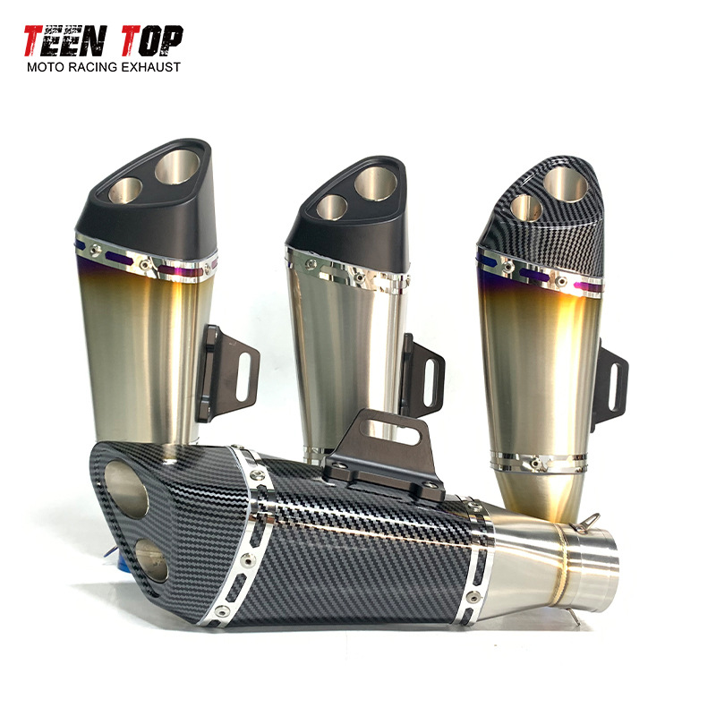 Motorcycle Modified Yoshimura Double Outlet Triangular Oblique Exhaust Pipe 400Nk 650Nk Z750 Universal Tail Section 51mm