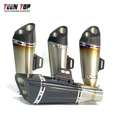 Motorcycle Modified Yoshimura Double Outlet Triangular Oblique Exhaust Pipe 400Nk 650Nk Z750 Universal Tail Section 51mm