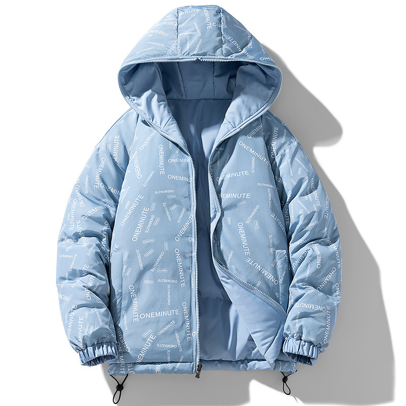 Factory Direct double-sided down cotton-padded coat men's plus size winter thickened warm coat couple casual hooded cotton-padded coat Factory Direct double-sided down cotton-padded coat men's plus size winter thickened warm coat couple casual hooded cotton-padded coat