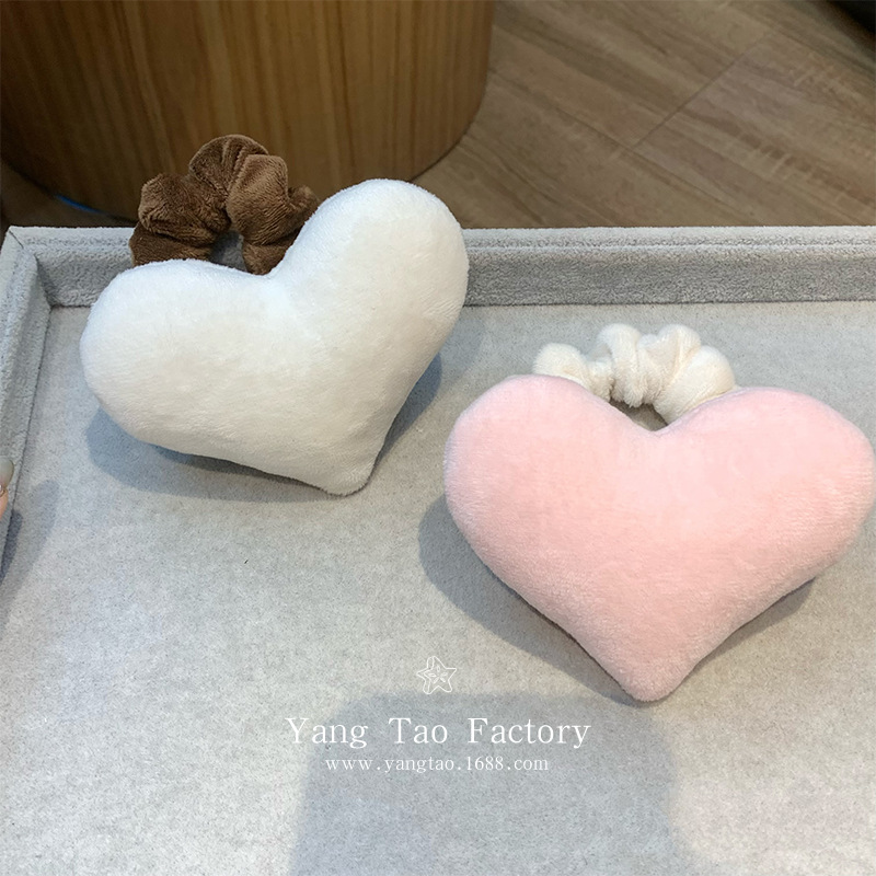 Dulce amor anillo de cabello gordo relleno tridimensional algodón corazón de niña lindo bola cabeza de caballo cola de cabello adornos de cabello duraderos