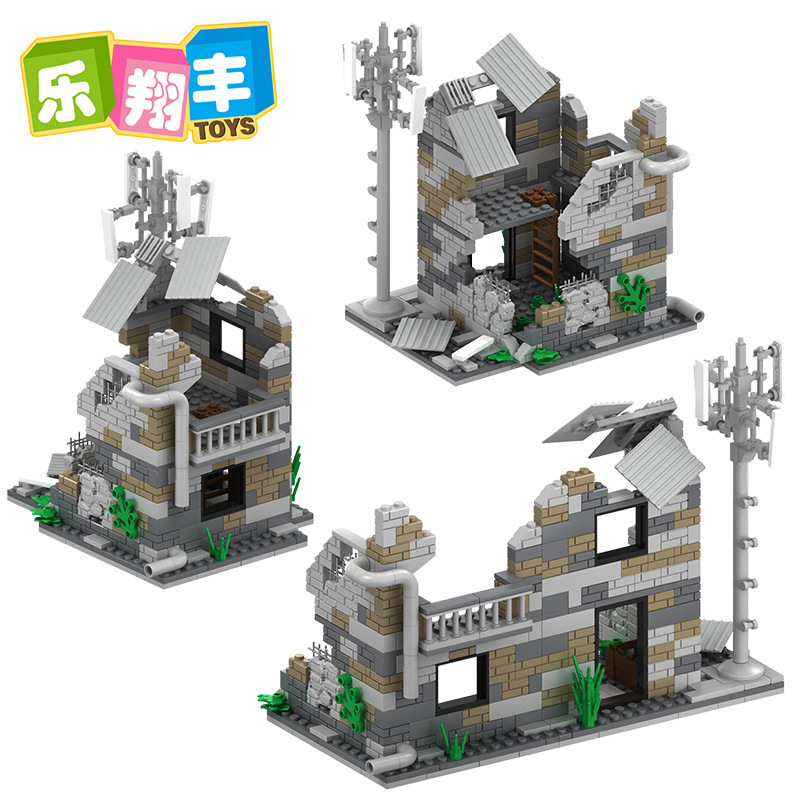 Toby Lion J790 Small Particle Building Blocks for Boys, Assembly Scene of War-Damaged Ruins, Toys Wholesale, Cross-Border Aliexpress